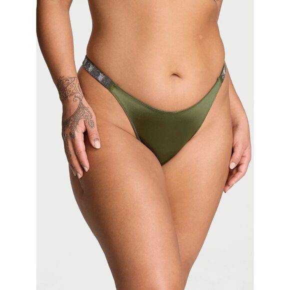 Victorias Secret Woodland Green Very Sexy Rhinestone Strap Thong L NWT - Picture 5 of 7